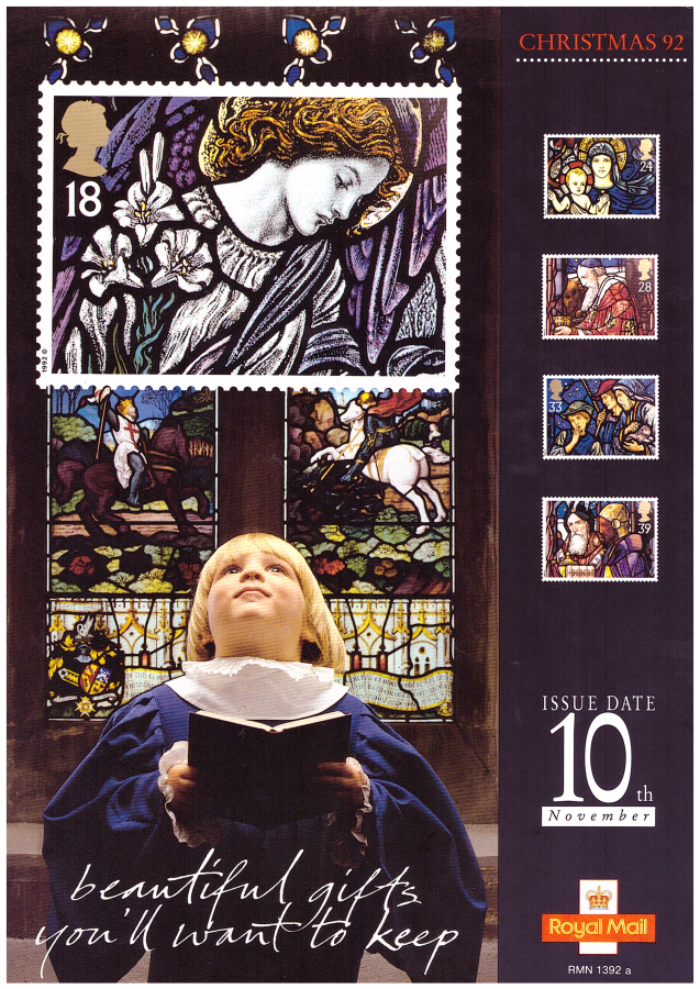 (image for) 1992 Christmas Royal Mint Post Office A4 poster. RMN 1392a.